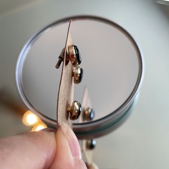 Three black & gold tone round tuxedo shirt studs - Picture 3 of 4